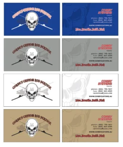Mud Hole Custom Business Cards: Skull With Crossing Rods Gear
