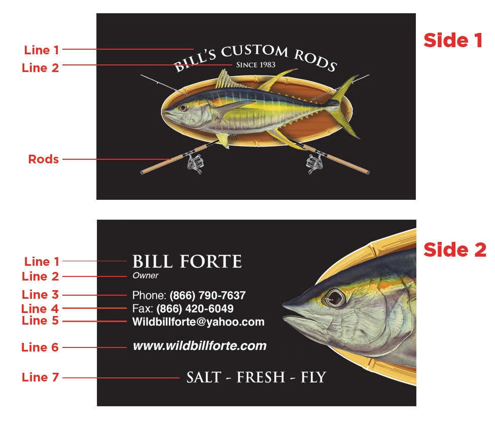 Mud Hole Custom Business Cards: Bamboo Frame With Crossing Rods Gear