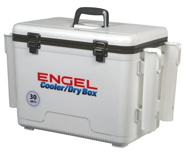 Engel USA Gear Engel 30 Qt. Cooler/Dry Box With Rod Holders - White