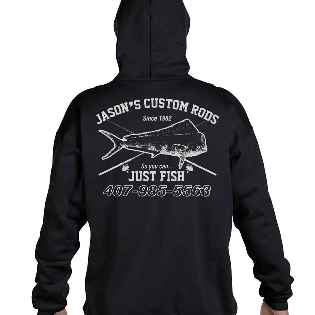 Mud Hole Gear Custom Hoodie: Vintage Distressed Fish And Rods