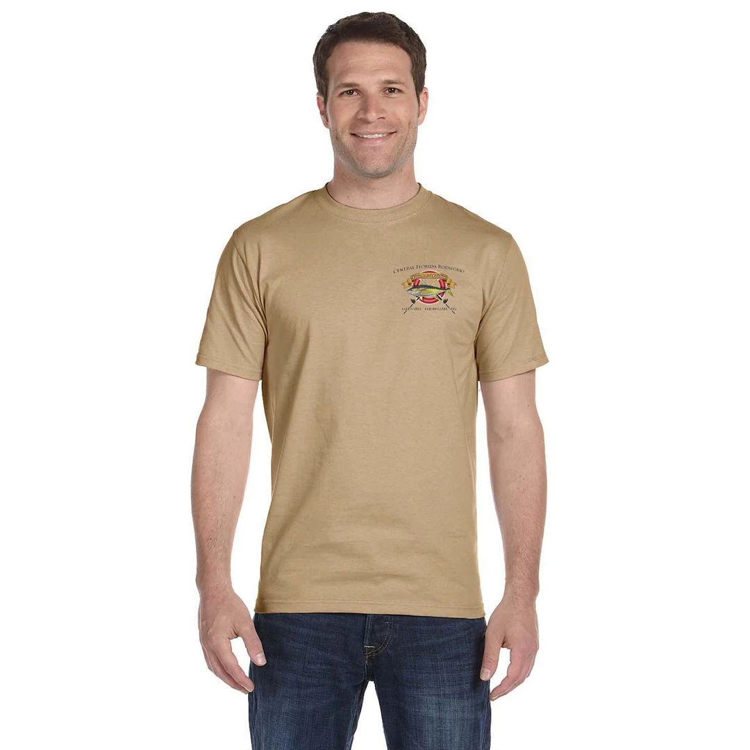 Mud Hole Custom T-Shirt: Life Ring With Crossing Rods Gear