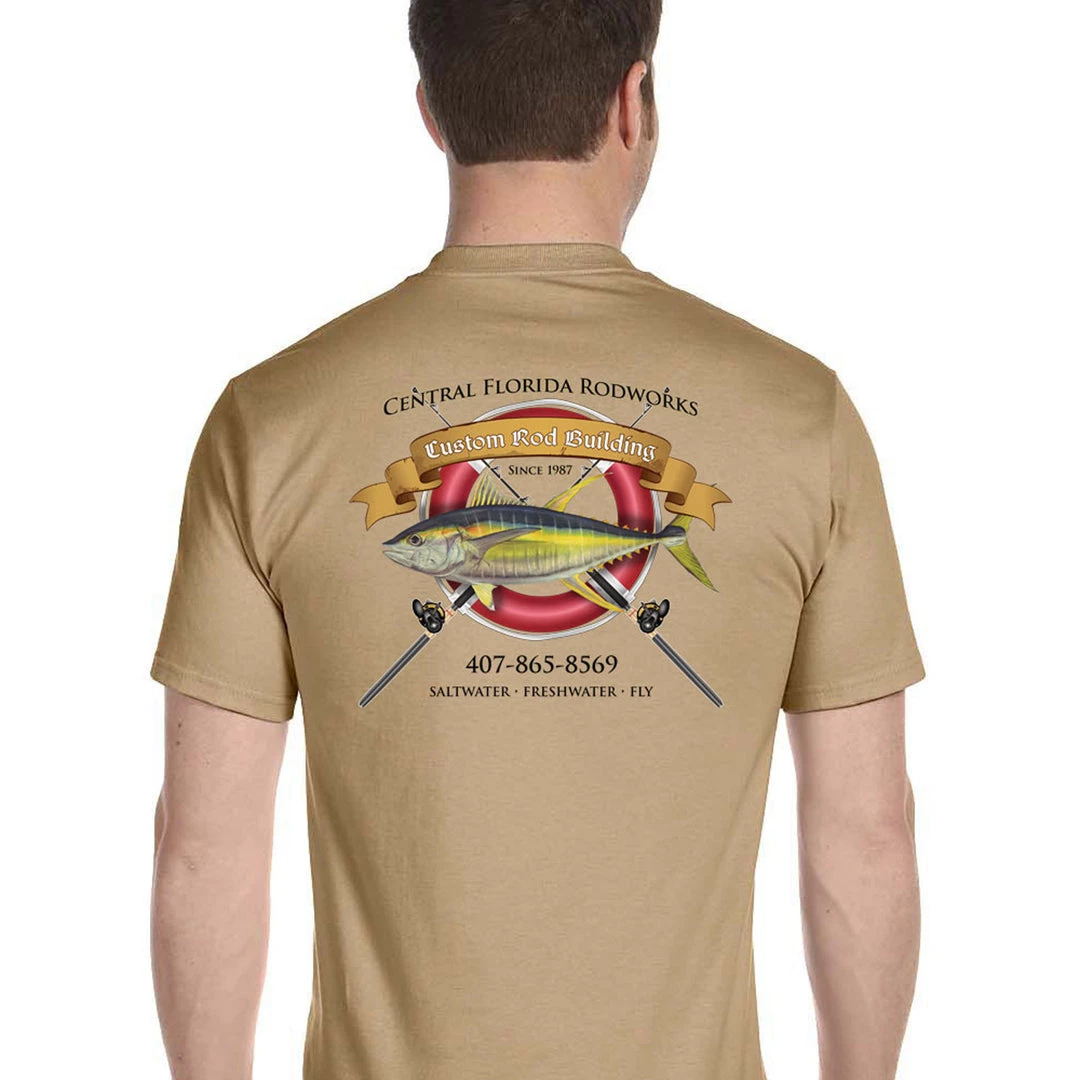 Mud Hole Custom T-Shirt: Life Ring With Crossing Rods Gear