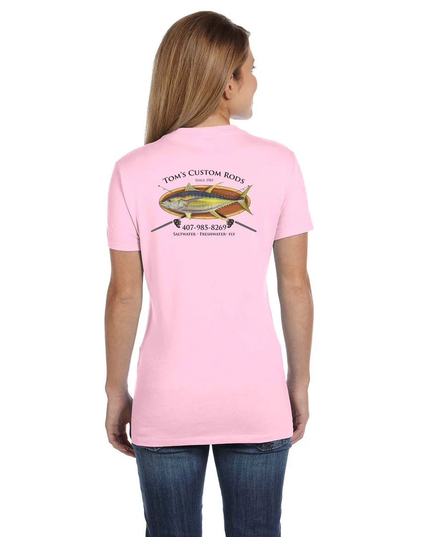 Mud Hole Women's Custom T-Shirt: Bamboo Frame With Crossing Rods Gear