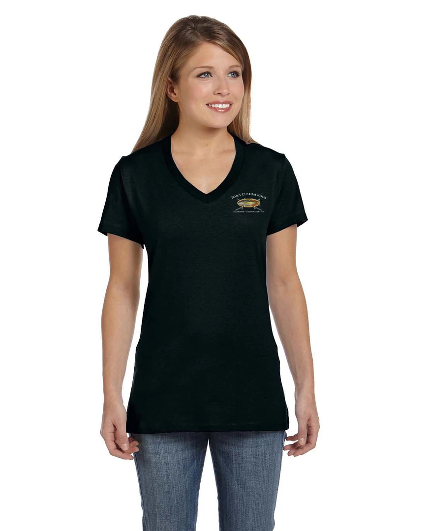 Mud Hole Women's Custom T-Shirt: Bamboo Frame With Crossing Rods Gear